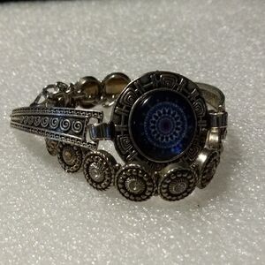 Elegant Silver and Silver and Blue Bracelet set